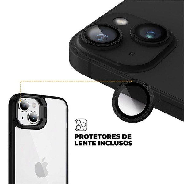 Encontraproduto.com.br - Kit Capa Gravity Preta e Pelicula Nano Vidro para iPhone 15 - Gshield