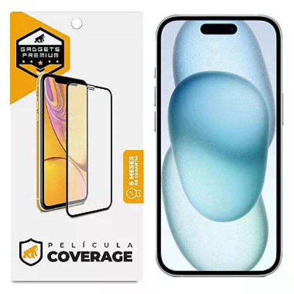 Encontraproduto.com.br - Kit Capa Gravity Preta e Pelicula Coverage 5D Pro Preta para iPhone 15 - Gshield