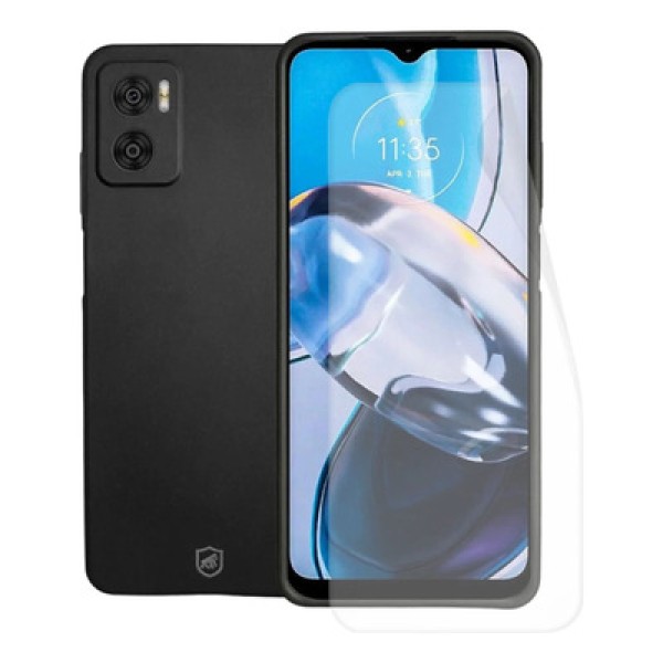 Encontraproduto.com.br - Kit Capa Silicon Veloz e Película Hydrogel HD para Motorola Moto E22 - Gshield