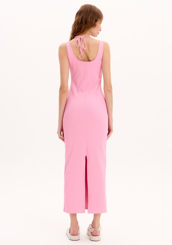 Encontraproduto.com.br - Vestido Midi Cut Out Amarração Canelado