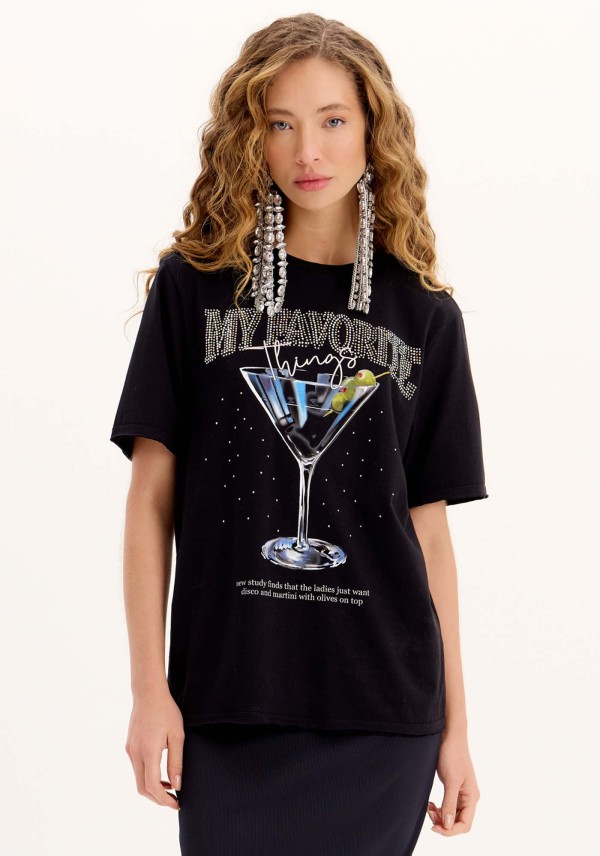 T-Shirt Alongada Oversized Com Estampa Local