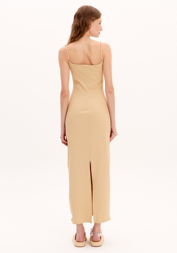 Encontraproduto.com.br - Vestido Midi com Alças Argola Canelado