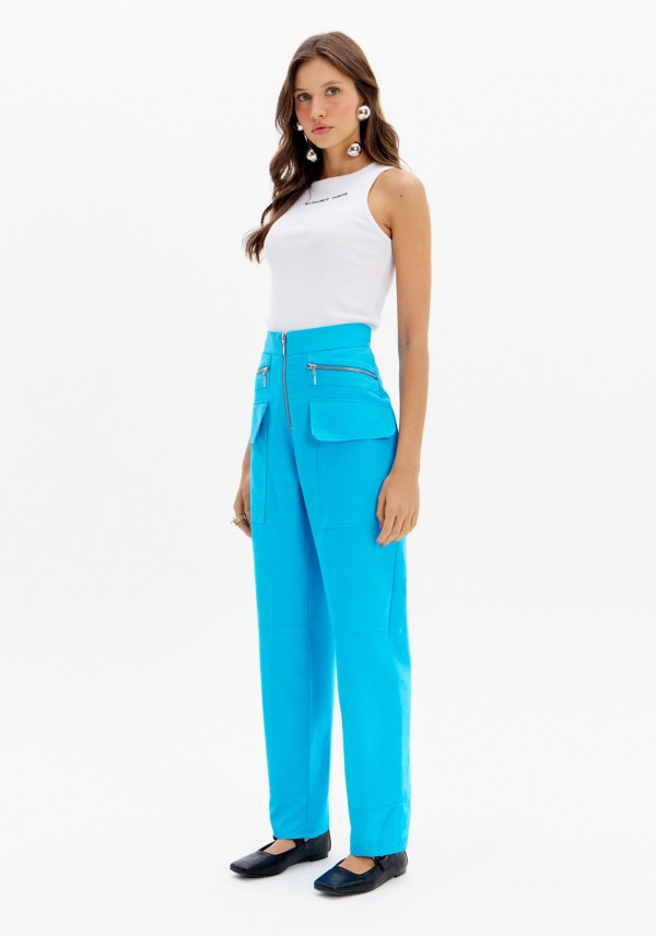 Calça Reta Com Bolsos