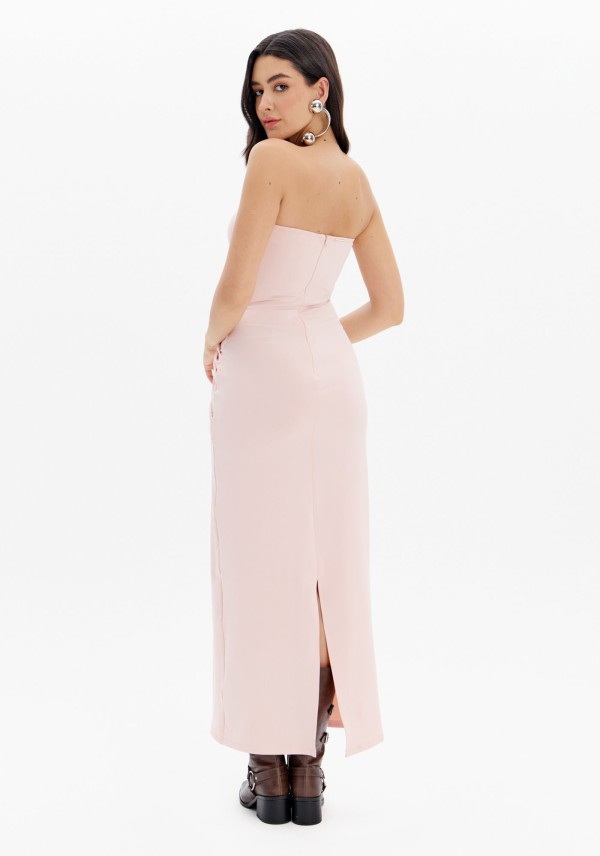 Encontraproduto.com.br - Vestido Midi sem Alças com Sobreposição