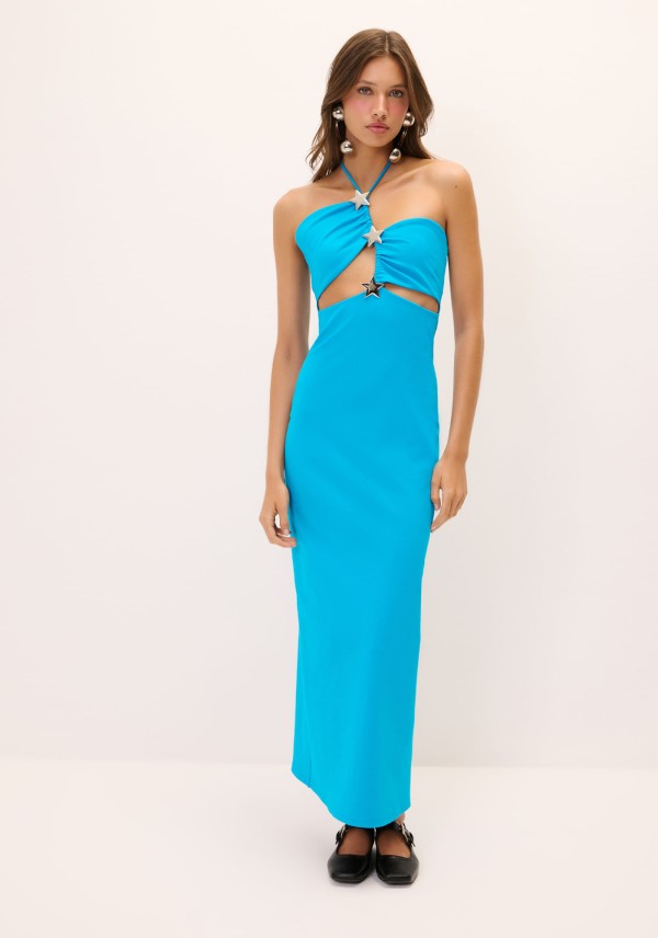 Encontraproduto.com.br - Vestido Midi Com Estrelas