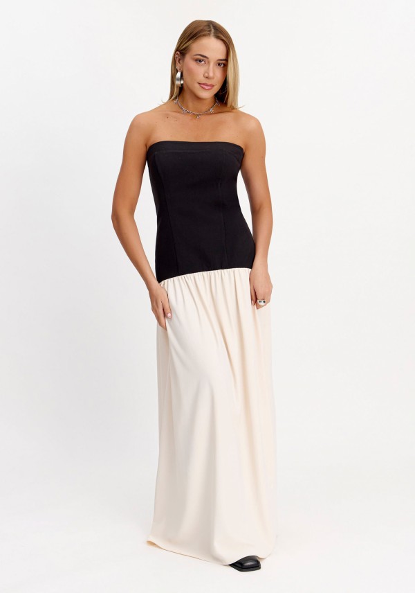 Encontraproduto.com.br - Vestido Midi Sem Alças Corset