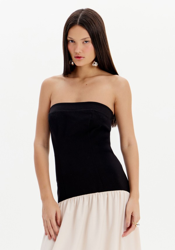 Encontraproduto.com.br - Vestido Midi Sem Alças Corset