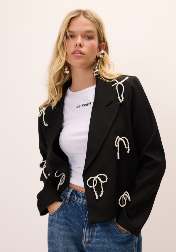 Encontraproduto.com.br - Blazer Com Laço De Pérola