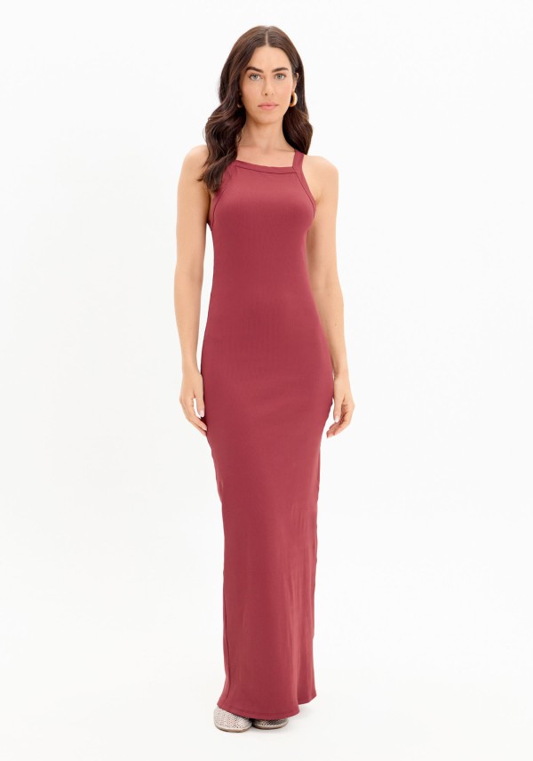 Vestido Super Midi Com Fenda