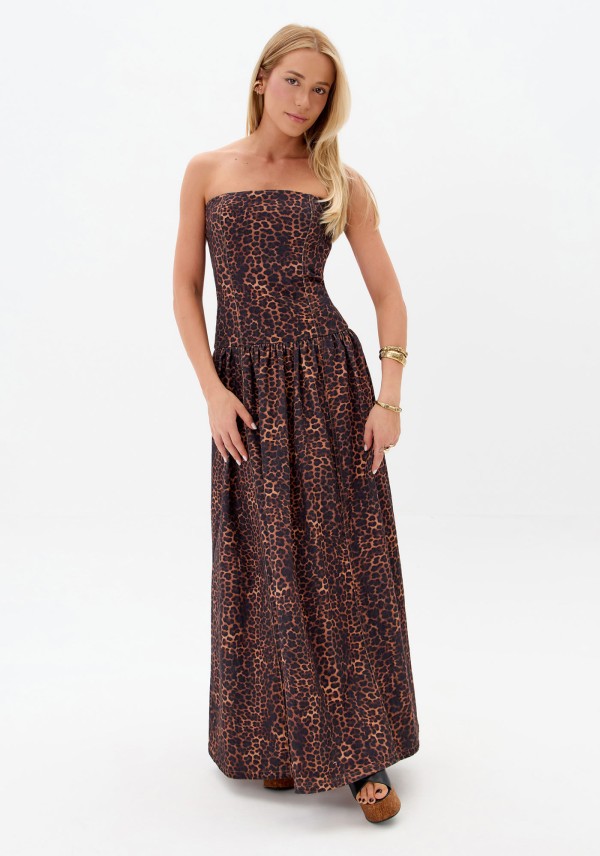 Vestido Sarja Super Midi Animal Print