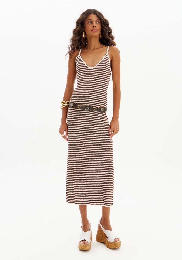 Vestido Midi Tricot De Alças