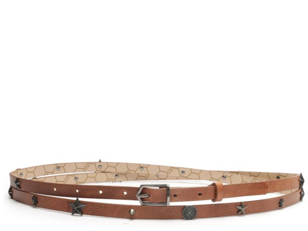 Encontraproduto.com.br - Cinto Arezzo Marrom Couro Duplo Metais Folk A4300