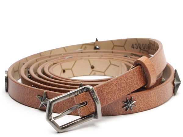 Encontraproduto.com.br - Cinto Arezzo Marrom Couro Duplo Metais Folk A4300