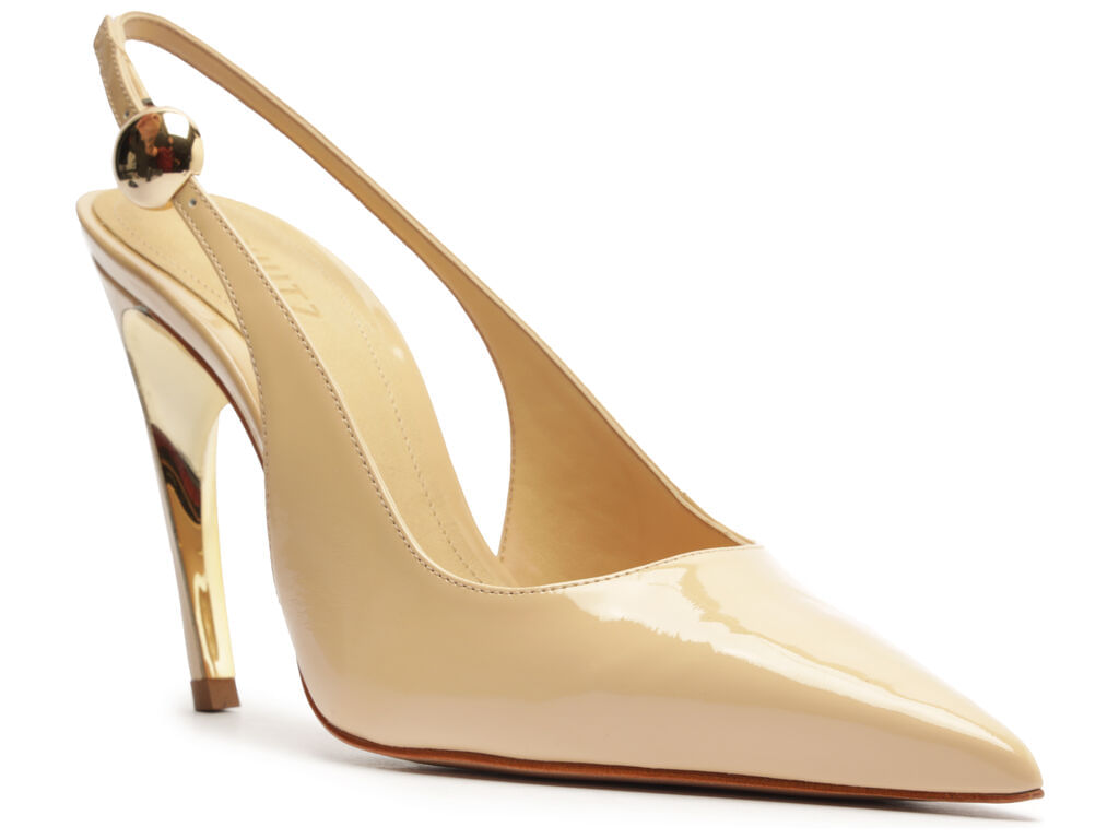 Scarpin Schutz Curve Heels Verniz Salto Alto Bege