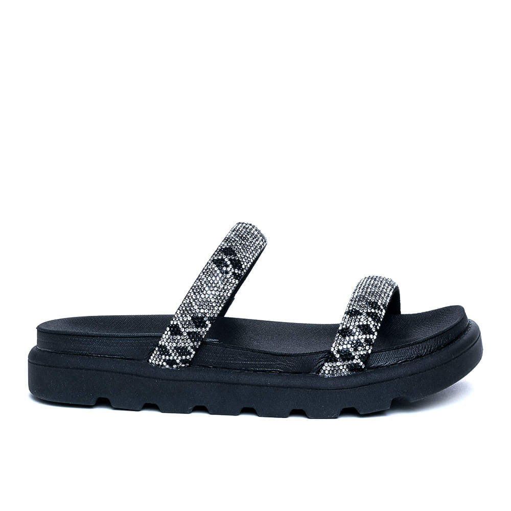 Encontraproduto.com.br - Chinelo Feminino Vizzano Flatform com Strass Preto