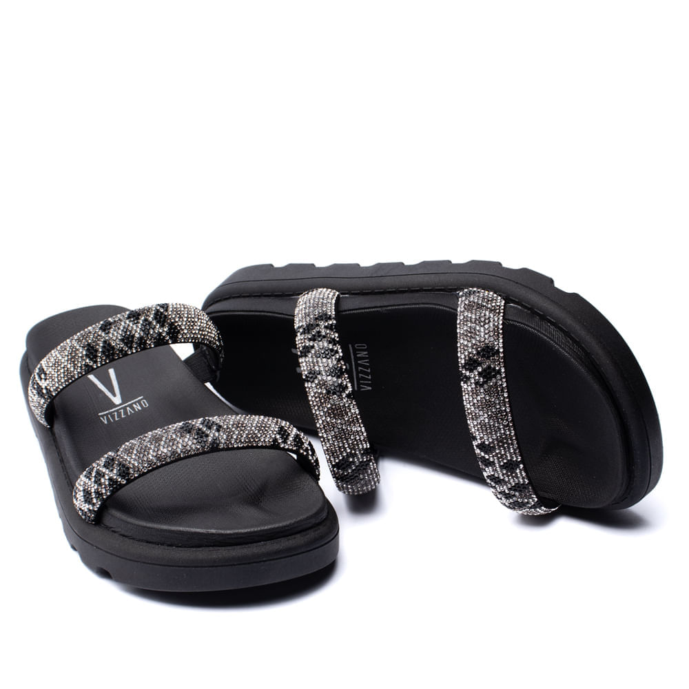Encontraproduto.com.br - Chinelo Feminino Vizzano Flatform com Strass Preto