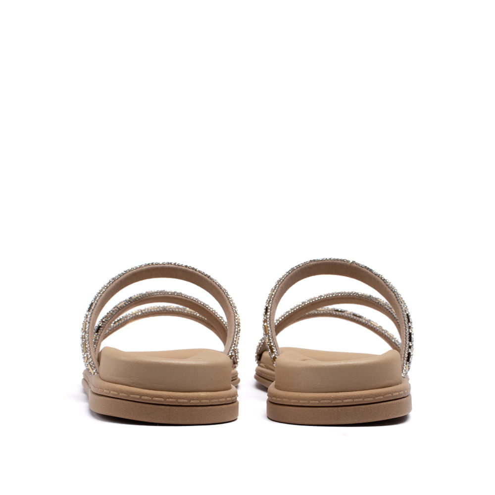 Encontraproduto.com.br - Chinelo Feminino Beira Rio Flatform Tiras com Strass Bege