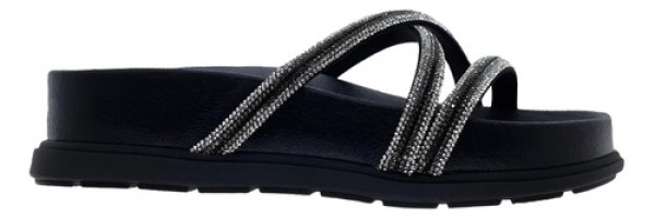 Encontraproduto.com.br - Tamanco Feminino Beira Rio Flatform de Tiras Brilhantes Ouro Rosado