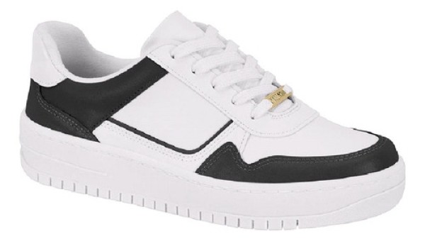 Encontraproduto.com.br - Tênis Casual Flatform Vizzano Branco e Preto Feminino