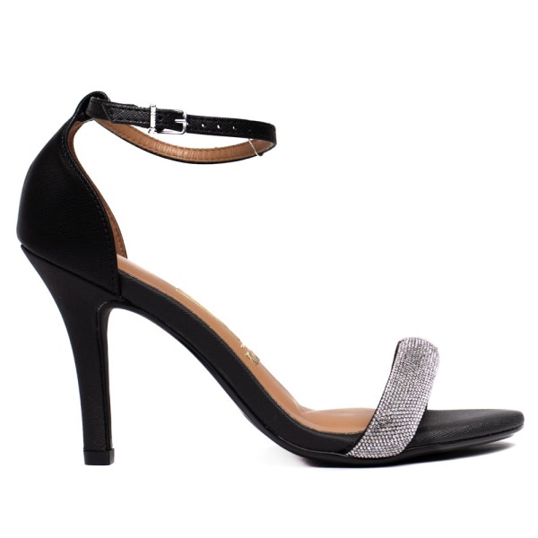 Encontraproduto.com.br - Sandália Feminina Vizzano Salto Alto Com Brilho Preto