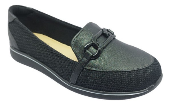 Encontraproduto.com.br - Sapato Feminino Modare Tecido com Detalhe de Corrente Preto