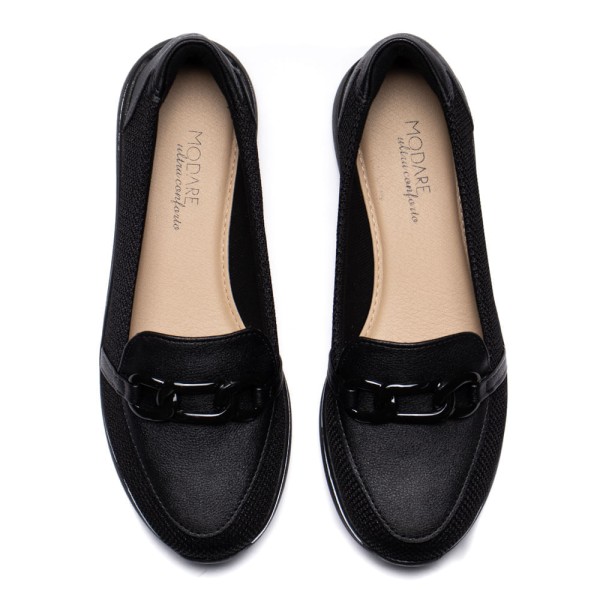 Encontraproduto.com.br - Sapato Feminino Modare Tecido com Detalhe de Corrente Preto