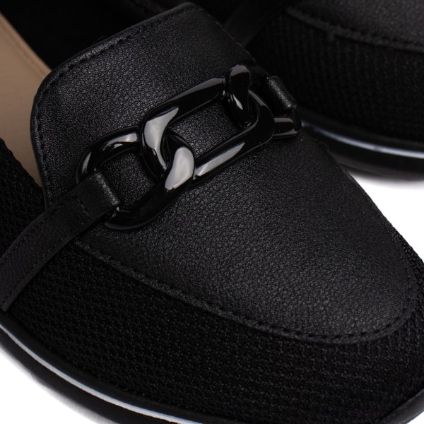 Encontraproduto.com.br - Sapato Feminino Modare Tecido com Detalhe de Corrente Preto