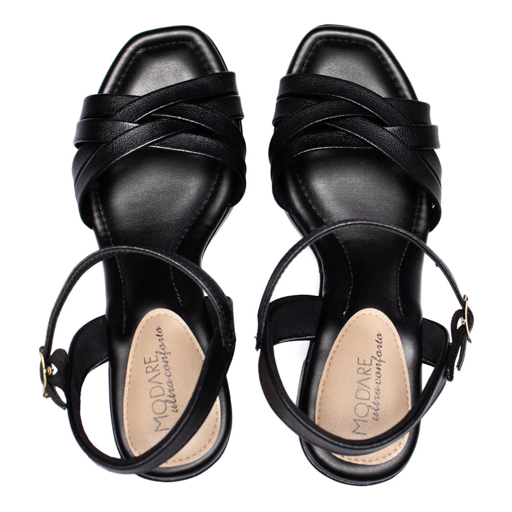 Encontraproduto.com.br - Sandália Feminina Modare Meia Pata com Tiras Cruzadas Preto
