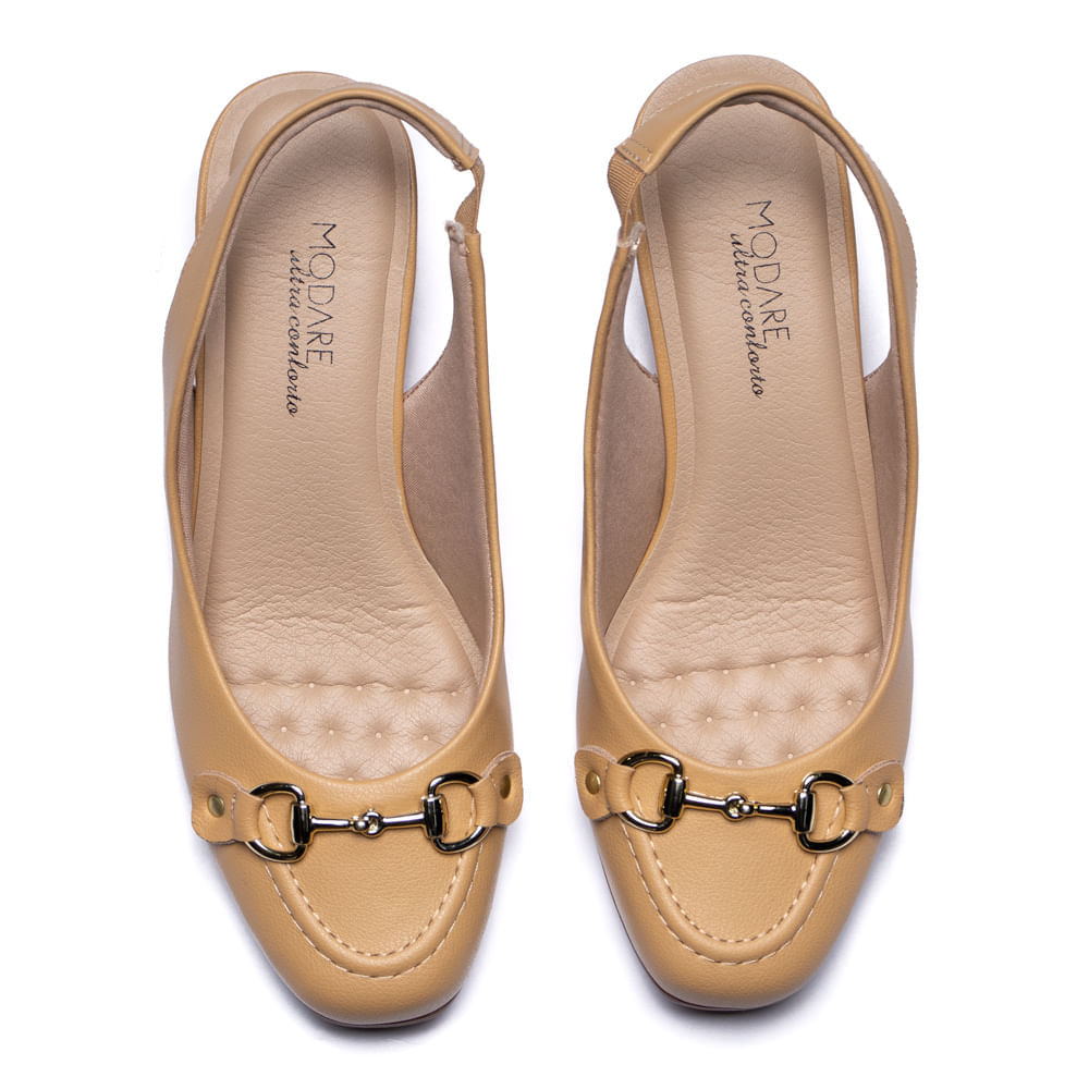 Encontraproduto.com.br - Sapato Feminino Modare Slingback Com Bico Redondo Areia