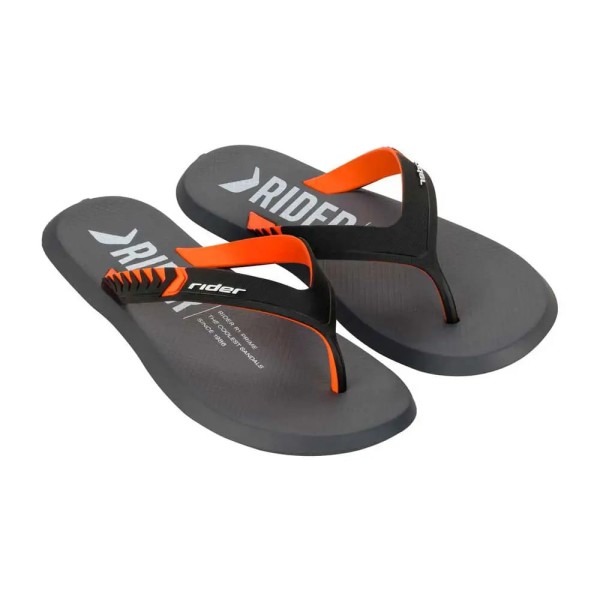 Chinelo Dedo Rider R1 Prime Grafite e Laranja Masculino