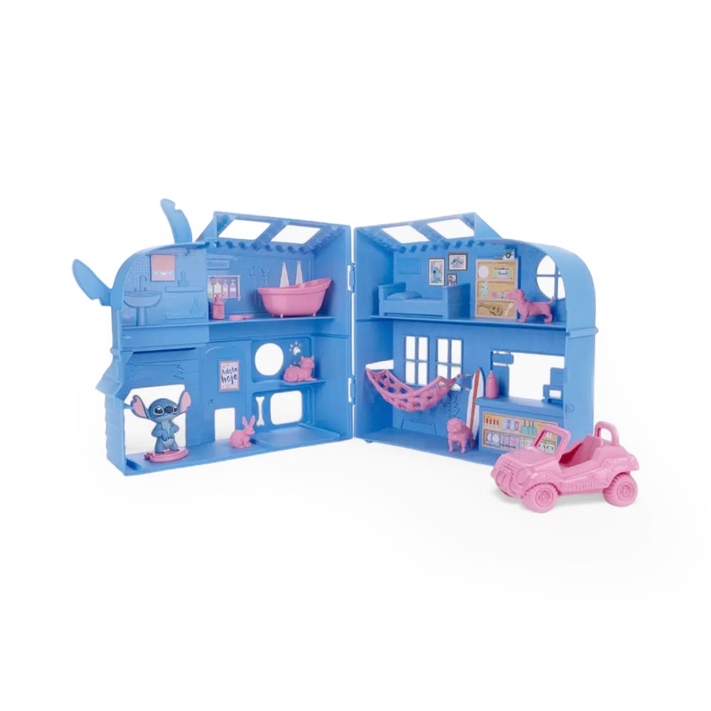 Encontraproduto.com.br - Sandália Rasteira Grendene Stitch Azul e Rosa Juvenil Menina
