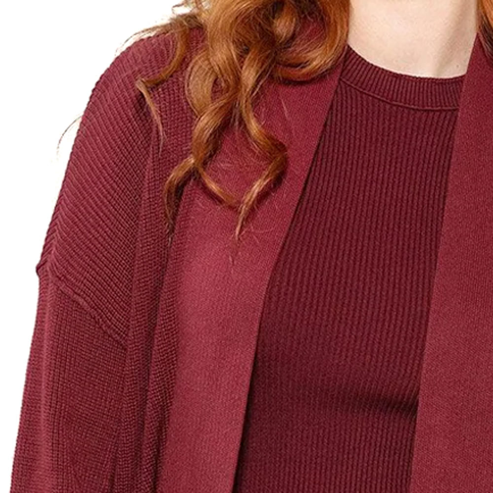 Encontraproduto.com.br - Casaco Feminino Biamar Alongado de Algodão Bordô