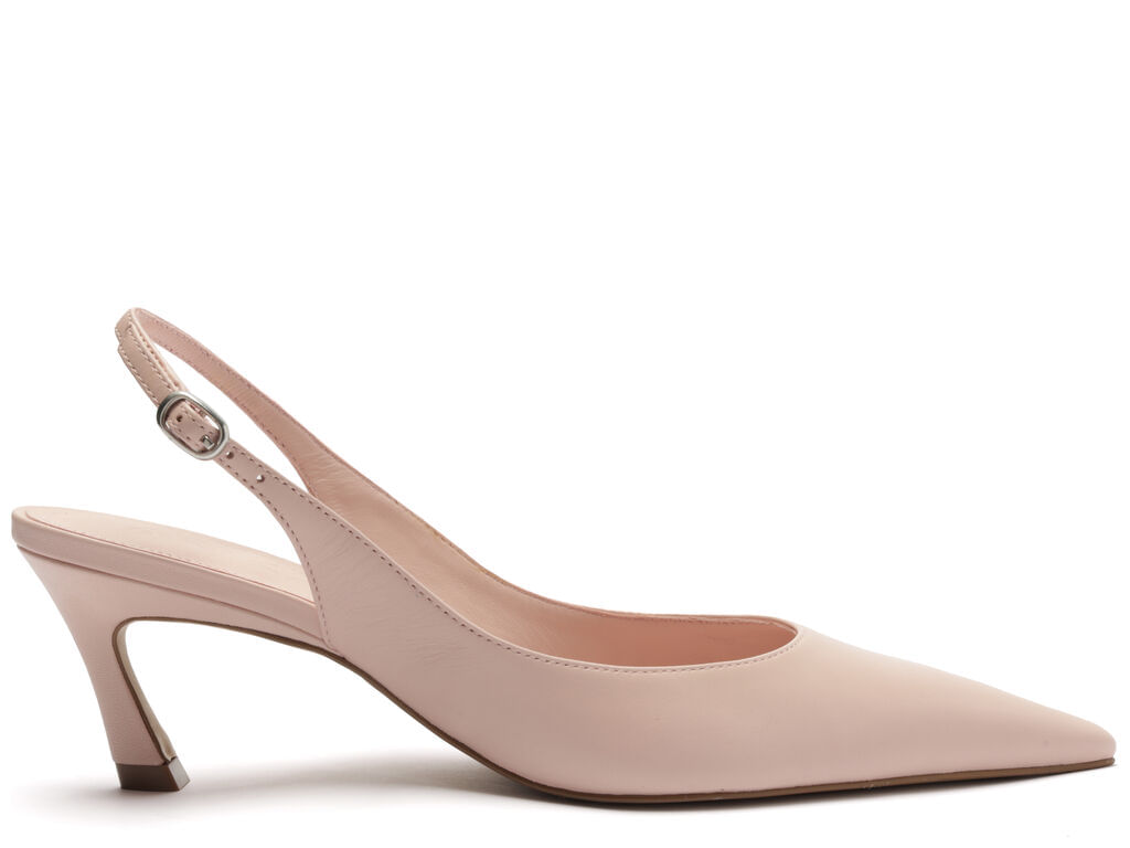 Scarpin Arezzo Rosa Couro Salto Baixo Slingback Esther