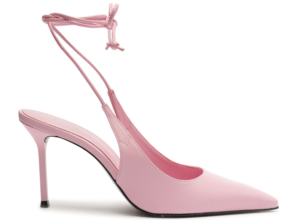 Scarpin Schutz Couro Rosa Amarração Salto Fino 22095