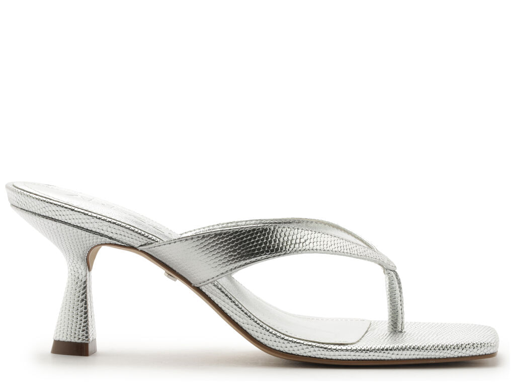 Sandália Arezzo Prata Eco Femme Snake Salto Médio 13147