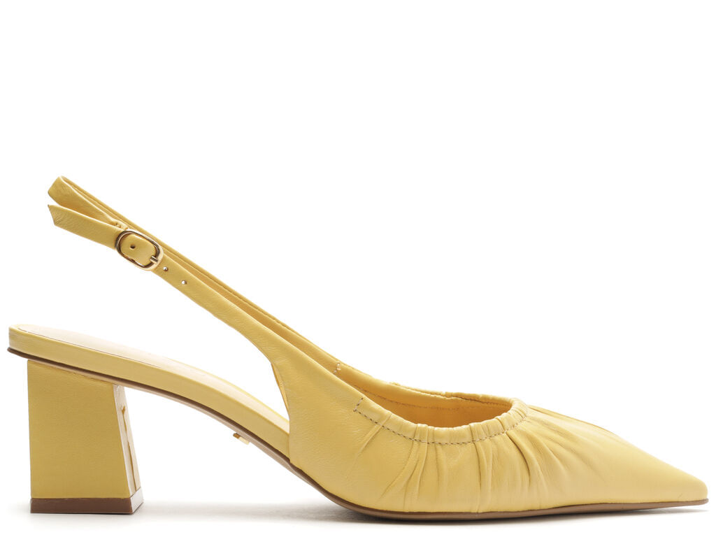 Scarpin Arezzo Slinback Nappa Valencia Salto Médio Amarelo