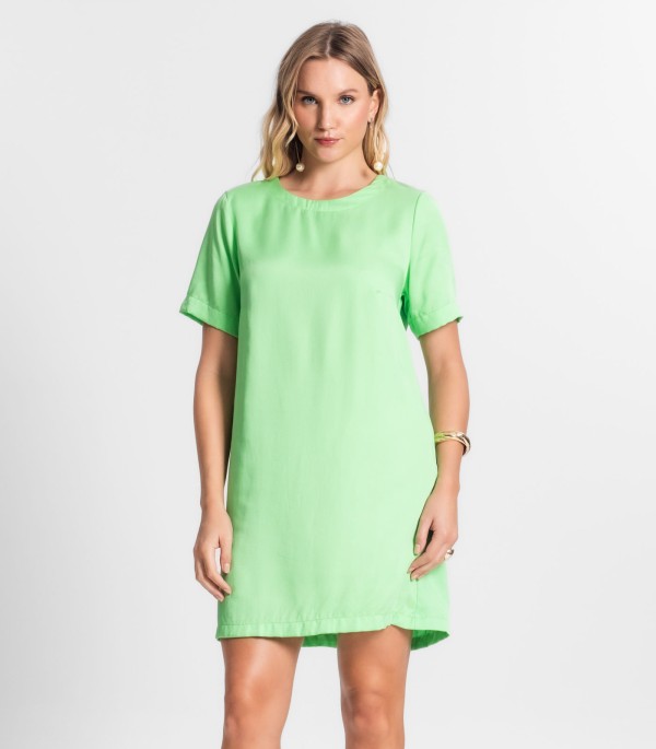 Vestido Curto De Viscose Sarjada Feminino Endless Verde