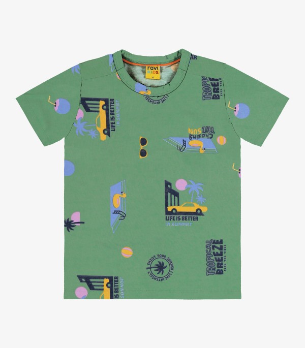 Camiseta Infantil Masculina Estampada Rovi Kids Verde