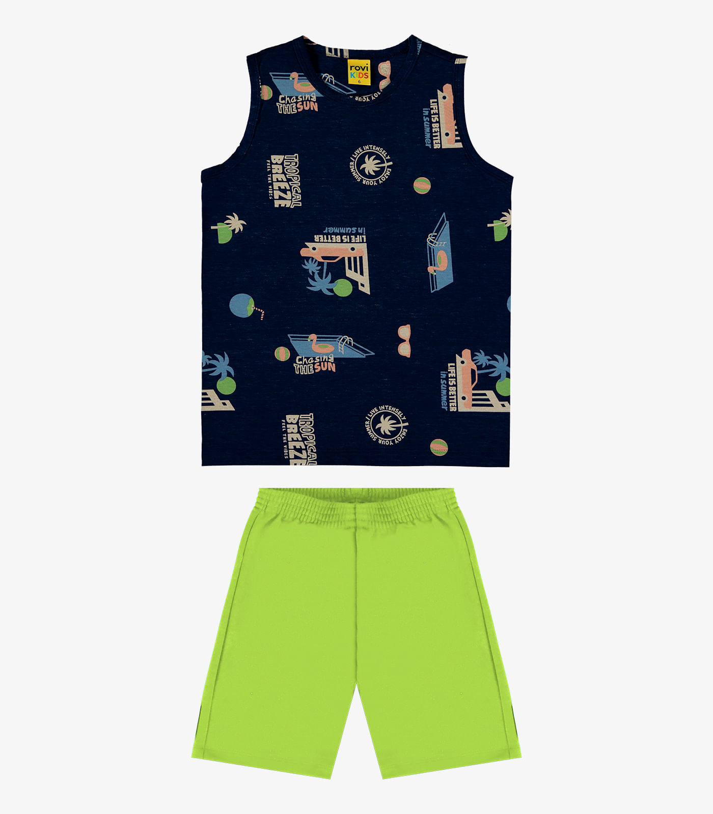 Conjunto Infantil Regata Com Bermuda Rovi Kids Azul