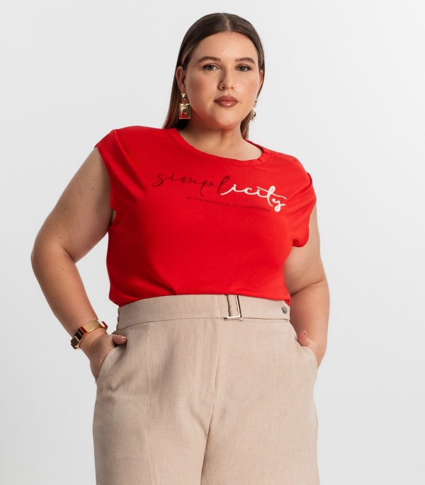 Encontraproduto.com.br - Camiseta Plus Size Feminina Secret Glam Laranja