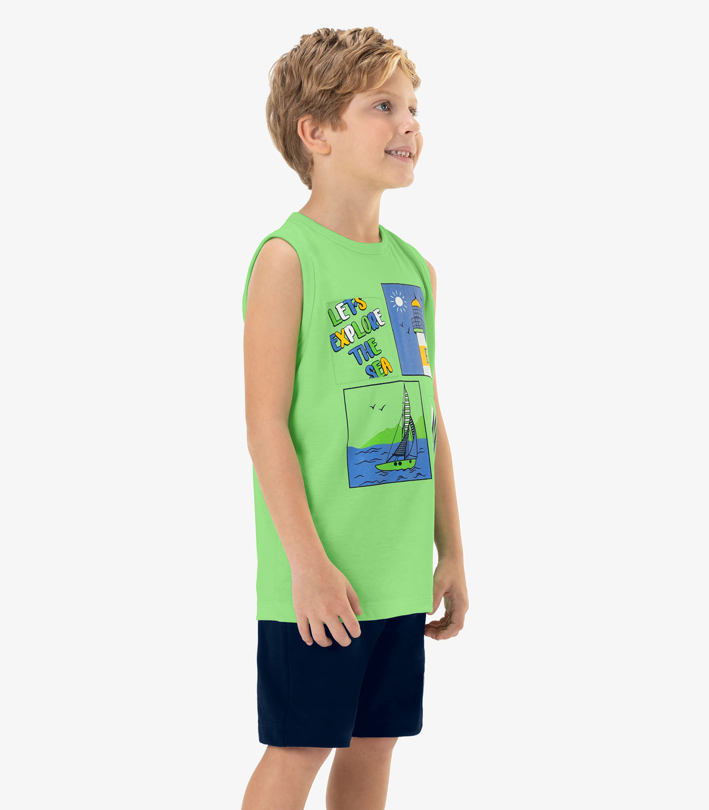 Conjunto Infantil Regata Com Bermuda Rovi Kids Verde