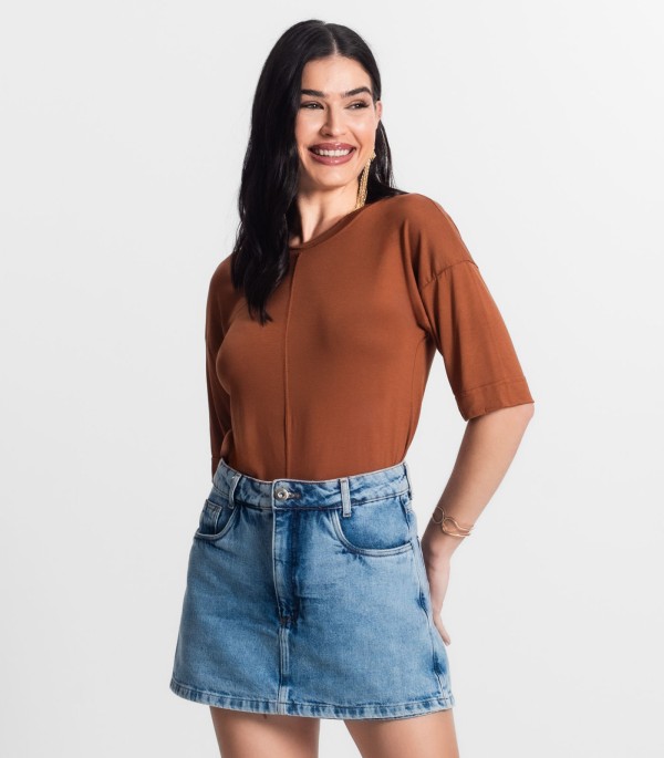 Encontraproduto.com.br - Blusa Feminina Lisa Select Marrom