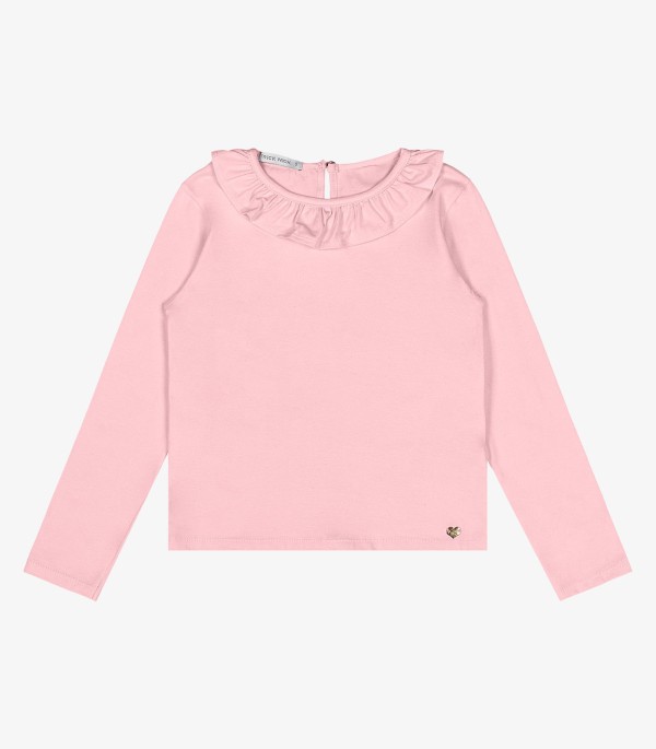 Encontraproduto.com.br - Blusa Infantil Manga Longa Cotton Trick Nick Rosa