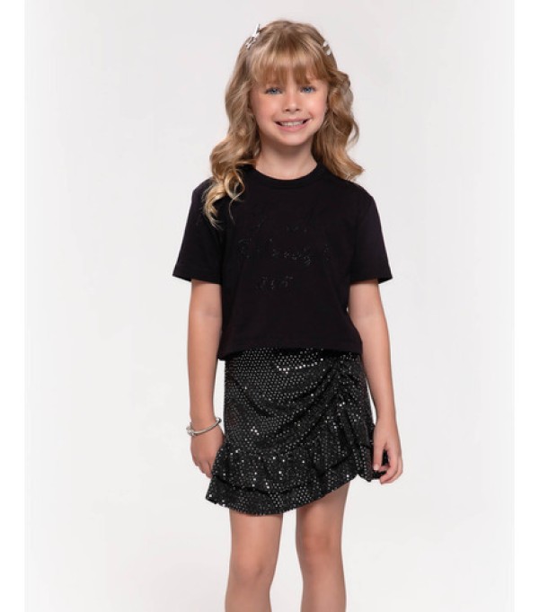 Encontraproduto.com.br - Conjunto Infantil Blusa Com Saia Trick Nick Preto