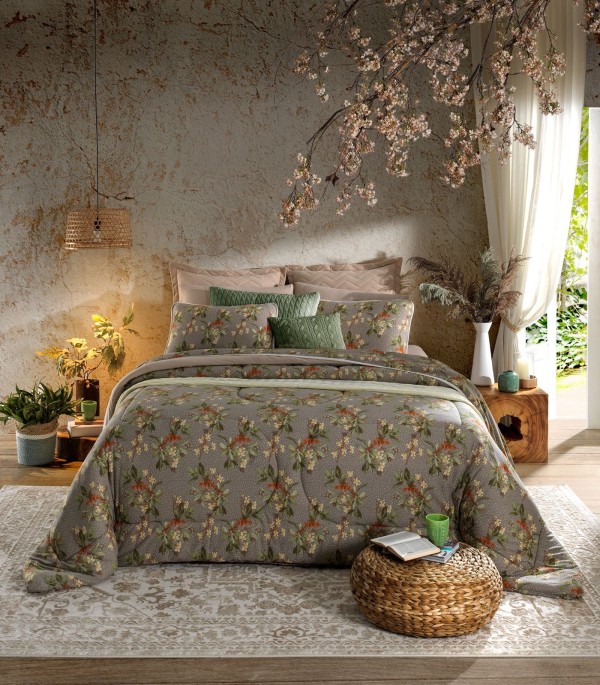 Encontraproduto.com.br - Edredom Queen Estampado Vivaldi Verde
