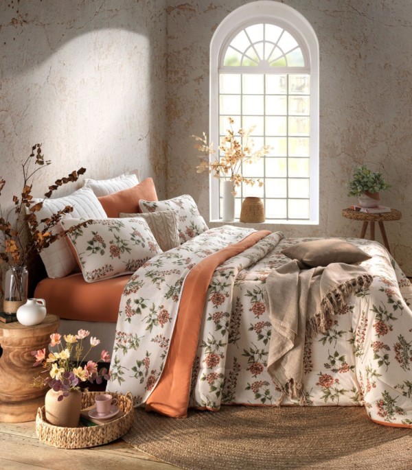 Encontraproduto.com.br - Edredom Queen Estampado Premium Vivaldi Laranja