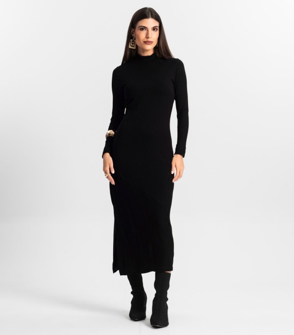 Vestido Midi Manga Longa Endless Preto