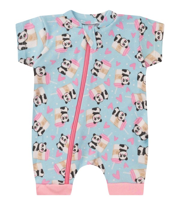 Encontraproduto.com.br - Macacão Bebe Curto Com Zíper Suedine Kappes Azul
