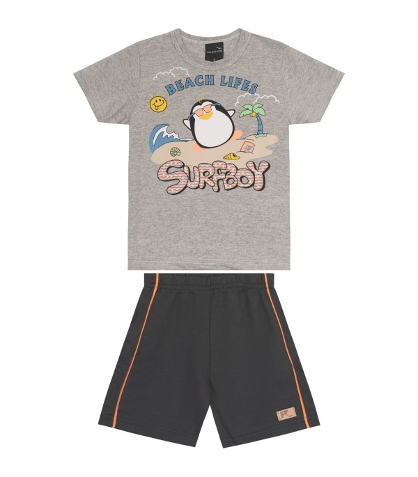 Encontraproduto.com.br - Conjunto Infantil Masculino Com Camiseta Agathos Cinza