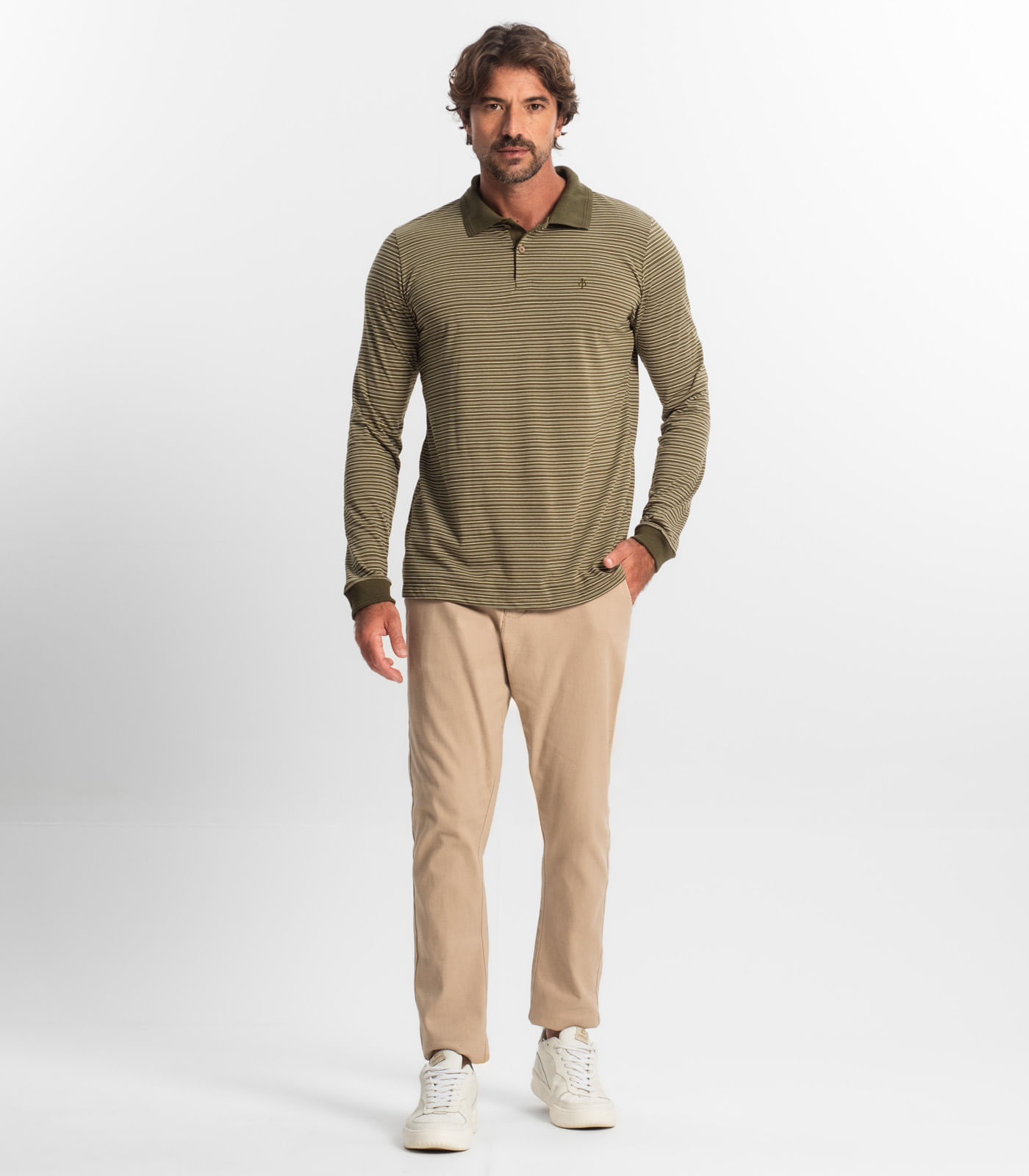Encontraproduto.com.br - Camisa Polo Manga Longa Maquinetada Diametro Verde
